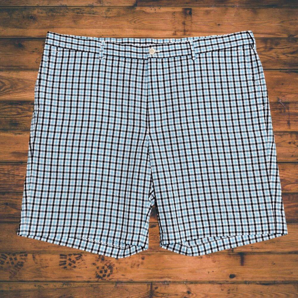 Peter Millar Apex‎ Seersucker Featherweight Golf Shorts Mens 40 Blue Check Plaid